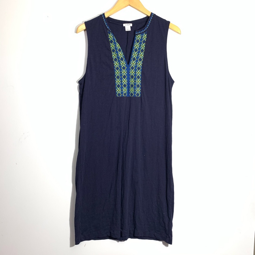 J Crew Embroidered Knit Sleeveless Tank Dress M